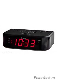 Настольные электронные сетевые часы с будильником и радио ГРАНАТ/Granat С-0946-Красн